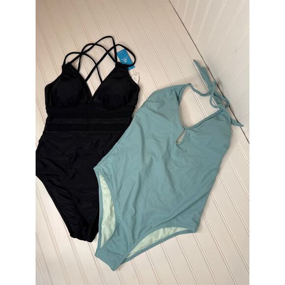 NWT Cupshe Emerge Braided Halter Cutout One Piece Swimsuit Beach BUNDLE Size M - Picture 2 of 6